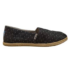 Toms Women’s Blue Canvas White Dotted Everyday Espadrilles Slip-On Shoes Sz 8.5